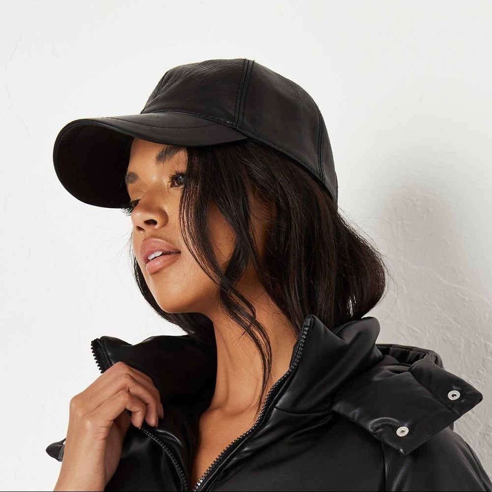 Missguided faux leather black cap